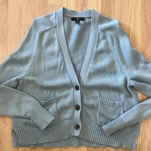 Banana Republic Demi cropped cotton-silk cardigan Glass Blue Small